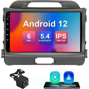 2+32G 9-inch Android 12 Car Stereo for KIA Sportage 3 2010-2016 IPS Touchscreen Screen Car Radio with Carplay & Android Auto Support Backup Camera GPS FM Navi BT SWC