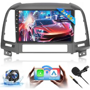 [2+64G] Ohradio Android 13 Car Stereo for Hyundai Santa Fe 2006-2012 (LHD), Wireless CarPlay Radio Android Auto, 9'' Touch Screen Car Radio GPS Navigation Mirror Link WiFi Bluetooth DSP