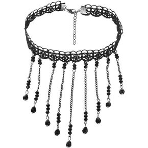 Gopbrer Lace Choker Necklace, Gothic Black Choker, Victorian Goth Vintage Bead Necklace for Women