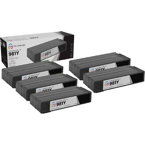 LD Products Remanufactured Ink Cartridge Replacement for HP 981Y L0R16A Extra High Yield (Black, 5-Pack) for use in PageWide Enterprise Color: 556dn, 556xh, Flow MFP 586z, MFP 586dn, and MFP 586f