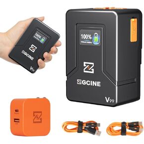 بطارية ZGCINE ZG-V99 V2 نسخة مطورة صغيرة على شكل حرف V بقدرة 99 وات في الساعة (14.8 فولت 6800 مللي أمبير في الساعة)، تدعم شاحن PD USB-C مع مخرج D-TAP BP USB-C USB-A لـ BMPCC 4K 6K Pro، ZCAM، Canon EOS R5C، Sony FX3