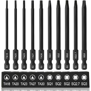SHAOHUA Triangle Drill Bit Set, 10Pcs S2 Steel Triangular Magnetic Screwdriver Bits Sizes TA12, TA14, TA16, TA18, TA20, TA23, TA25, TA27x2, TA30, 2.5''Long 1/4''Hex Shank Triangle Screwdriver Bit Set