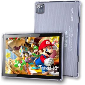 Wainyok 10.1 Inch Kids Tablet : Android 12 Tablets 32GB ROM 256GB Expand | Quad-Core Processor WiFi Bluetooth Dual Camera Google GMS Certified Games Parental Control with Case(Gray)