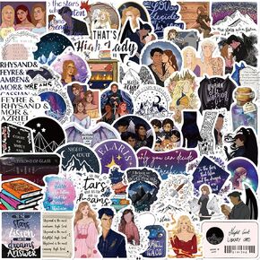 60 Pcs Acotar Merchandise Stickers for Kids Kawaii Book Bookish Book Graphic Stickers for Water Bottle Cup Laptop Guitar Car Motorcycle Bike Skateboard Luggage Box Vinyl Waterproof Graffiti Patches