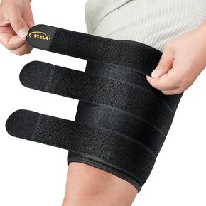 Hamstring Compression Sleeve with 3 Adjustable Straps,Thigh Compression Sleeve for Men Women,Thigh Wrap Compression for Pulled Hamstring,Groin ,Quad,Hamstring Brace for Hamstring Injury, Leg Brace for Upper Thigh support