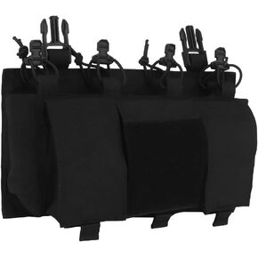 Quad 5.56 Magazine Pouch with General Purpose Pouches，Hook Backing Tactical Placard for Tactical Vest Chest Rig