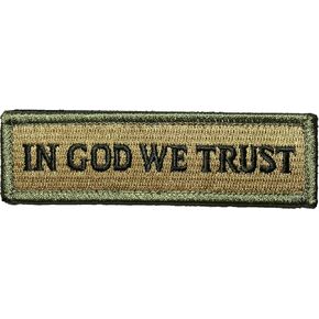 in God We Trust Morale Tactical Tab Patch 1"x3 3/4" Hook and Loop Fasteners Backing - Multitan - by Ranger Return (RR-TACT-IGOD-00WE-TRST-0TAB-MULT)