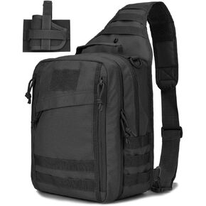 Tactical Sling Bag Pack w/Gun Holster Small Military Rover Shoulder Sling Pack Molle Assault Range Bag Everyday Carry Diaper Bag
