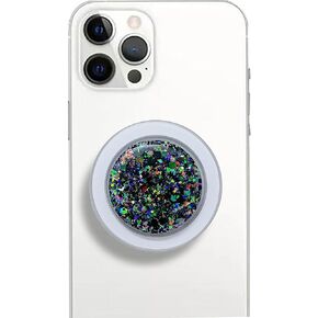 Universal Cell Phone Stand Compatible with for iPhone Grip Holder, 360° Rotation-Transparent Magnetic Sparkling Starlight Drops colloidal Powder (Lilac)