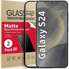 Ambison 2 Pack Matte Screen Protector Designed for Samsung Galaxy S24 5G/Anti Glare/Fingerprint Compatible/No Bubble/Installation Frame/Smooth as Silk/Tempered Glass with Galaxy S24 6.2inch