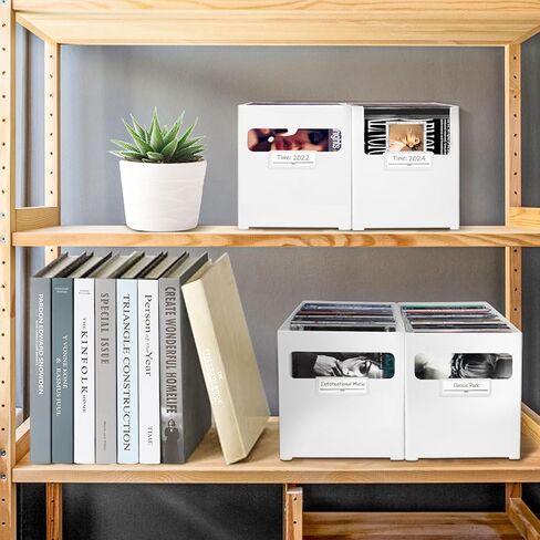 صندوق تخزين الأقراص المضغوطة، منظم أقراص مضغوطة بلاستيكي قابل للتكديس، يحمل ما يصل إلى 25 قرصًا مضغوطًا، حقيبة تخزين أقراص مضغوطة للمكتب والرف، تصميم المقبض in Kuwait