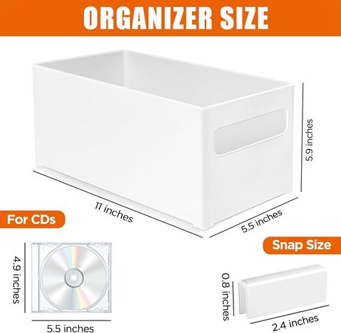 صندوق تخزين الأقراص المضغوطة، منظم أقراص مضغوطة بلاستيكي قابل للتكديس، يحمل ما يصل إلى 25 قرصًا مضغوطًا، حقيبة تخزين أقراص مضغوطة للمكتب والرف، تصميم المقبض in Kuwait