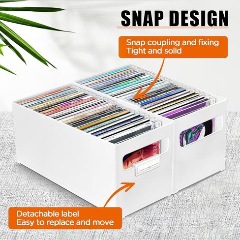 صندوق تخزين الأقراص المضغوطة، منظم أقراص مضغوطة بلاستيكي قابل للتكديس، يحمل ما يصل إلى 25 قرصًا مضغوطًا، حقيبة تخزين أقراص مضغوطة للمكتب والرف، تصميم المقبض in Kuwait