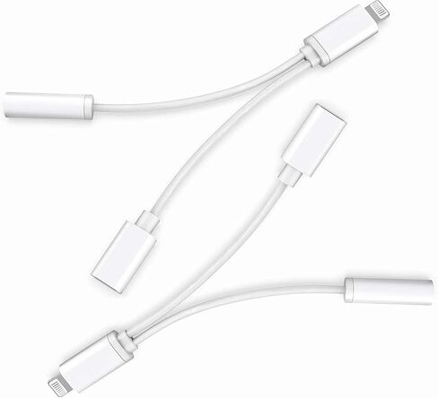 Headphone Adapter for iPhone,2 in 1 Lightning to 3.5mm AUX Audio Dongle Charger Splitter for iPhone Accessories Compatible for iPhone 14/13/12/11/XR/X/8/7/6, Support iOS System in Kuwait