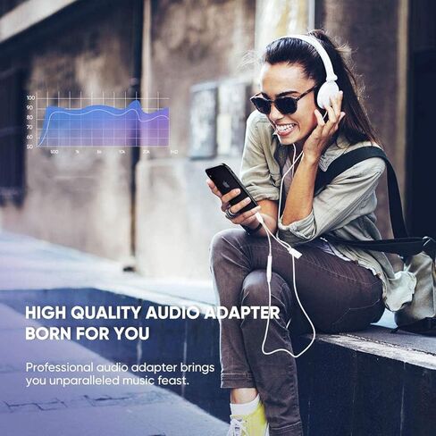 Headphone Adapter for iPhone,2 in 1 Lightning to 3.5mm AUX Audio Dongle Charger Splitter for iPhone Accessories Compatible for iPhone 14/13/12/11/XR/X/8/7/6, Support iOS System in Kuwait