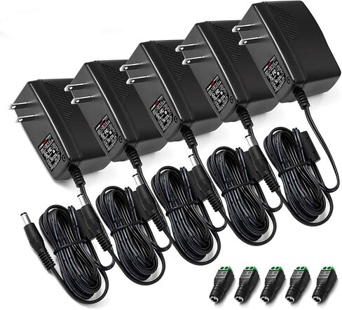 محول إمداد الطاقة Chanzon 12V 2A UL مدرج 24W AC DC (الإدخال 100-240V، الإخراج 12 فولت 2 أمبير 24 وات 6 أقدام) شاحن محول ثؤلول الجدار لكاميرا CCTV DC12V شريط ضوء LED (عبوتان) in Kuwait