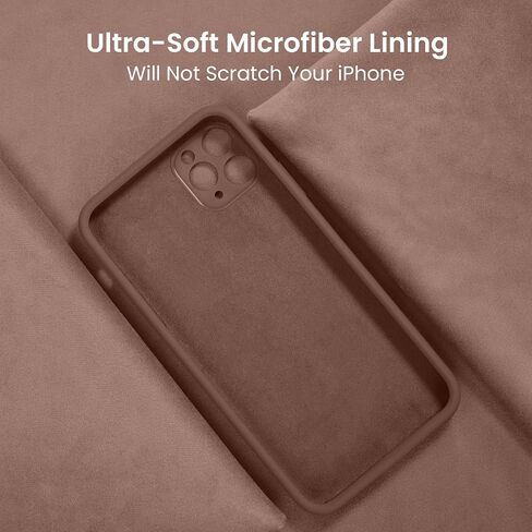 FireNova Designed for iPhone 12 Pro Case, Silicone [Camera Protecion] Phone Case with Soft Anti-Scratch Microfiber Lining, 6.1 inch, Light Brown in Kuwait
