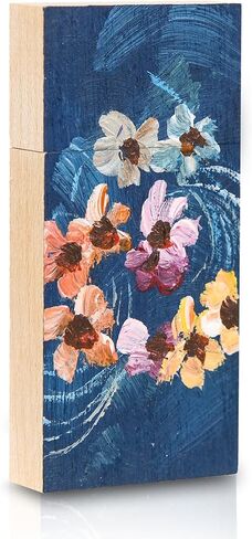 Manual Oil Painting USB 2.0 Flash Drive 16GB Data Storage Memory Stick Flowers in Water Paint Wooden Thumb Drive Small Size - 1.10x0.35x2.36inch in Saudi Arabia