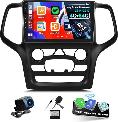 UNITOPSCI 4+64G 8 Core Android 13 Car Radio for Jeep Grand Cherokee 2014-2017 with CarPlay Android Auto, 9" IPS 1280*720 Touchscreen, Bluetooth/GPS/WiFi, FM/RDS/DSP 32EQ, 59 UI, Backup Camera/SWC/MIC in Kuwait