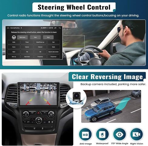 UNITOPSCI 4+64G 8 Core Android 13 Car Radio for Jeep Grand Cherokee 2014-2017 with CarPlay Android Auto, 9" IPS 1280*720 Touchscreen, Bluetooth/GPS/WiFi, FM/RDS/DSP 32EQ, 59 UI, Backup Camera/SWC/MIC in Kuwait