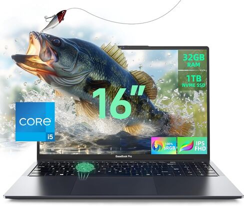 كمبيوتر محمول للألعاب كاجوال، ذاكرة وصول عشوائي 32 جيجابايت، 1T SSD، كمبيوتر محمول مقاس 16 بوصة مع وحدة المعالجة المركزية Core i5-1035G4، رسومات Iris Plus، شاشة 100% sRGB 1920x1200p IPS FHD 16:10، LAN(RJ45)، بصمة الإصبع، USB3.0 in Kuwait