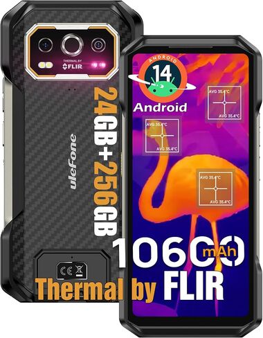 Ulefone Armor 27T Rugged Cell Phone with Thermal Image Camera, MTK Helio G99, 24GB+256GB, 50MP+64MP+32MP, Android 14, 6.78", 10600mAh/Wireless Charge, uSmart Connector, 4G Unlocked Smartphone in Saudi Arabia