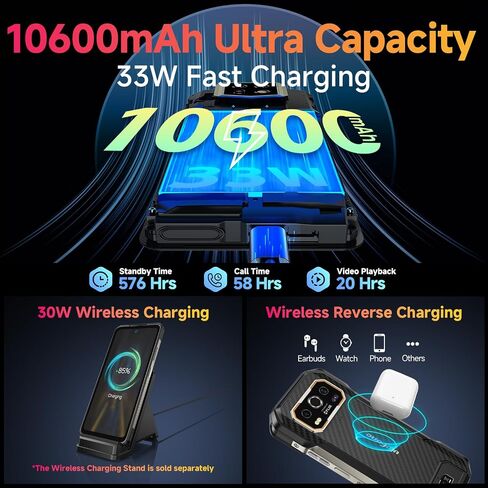 Ulefone Armor 27T Rugged Cell Phone with Thermal Image Camera, MTK Helio G99, 24GB+256GB, 50MP+64MP+32MP, Android 14, 6.78", 10600mAh/Wireless Charge, uSmart Connector, 4G Unlocked Smartphone in Saudi Arabia