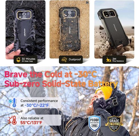 Ulefone Armor 27T Rugged Cell Phone with Thermal Image Camera, MTK Helio G99, 24GB+256GB, 50MP+64MP+32MP, Android 14, 6.78", 10600mAh/Wireless Charge, uSmart Connector, 4G Unlocked Smartphone in Saudi Arabia