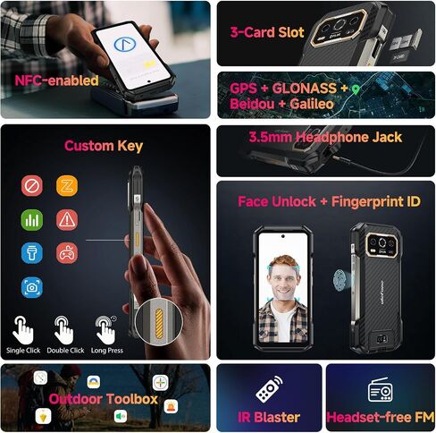 Ulefone Armor 27T Rugged Cell Phone with Thermal Image Camera, MTK Helio G99, 24GB+256GB, 50MP+64MP+32MP, Android 14, 6.78", 10600mAh/Wireless Charge, uSmart Connector, 4G Unlocked Smartphone in Saudi Arabia