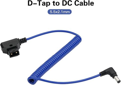 Accsoon D-Tap to DC Cable Right Angle Power Cable Charge for Accsoon CineView SE/HE/Quad, 5.5x2.1mm, Flexible Coiled Cable(40-120cm)-Black in Saudi Arabia