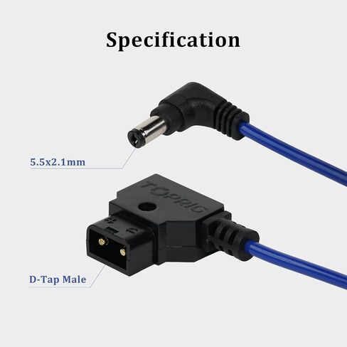 Accsoon D-Tap to DC Cable Right Angle Power Cable Charge for Accsoon CineView SE/HE/Quad, 5.5x2.1mm, Flexible Coiled Cable(40-120cm)-Black in Saudi Arabia