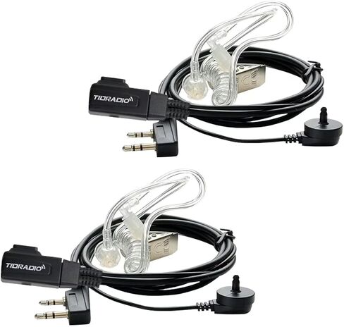 TIDRADIO Walkie Talkie Earpiece with Mic (Includes Earmolds and Ear Buds) 2 Pin Acoustic Tube Headset TD-M8 TD-V2 Retevis H-777 RT21 RT22 Baofeng UV-5R BF-888S 2 Way Radio (10 Pack) in Kuwait