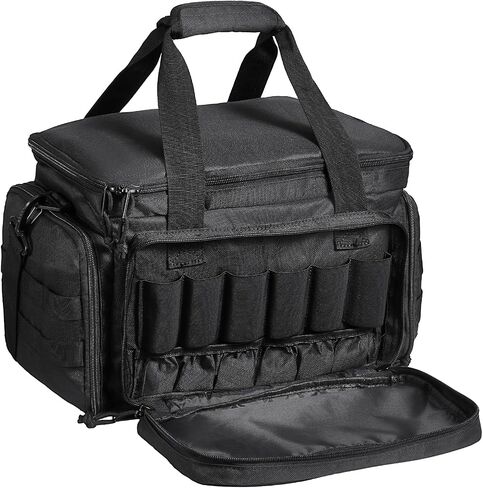 VEVOR Range Bag for 4+ Pistols, Tactical Gun Range Bag with 3 Detachable Dividers & 6 Magazines, Firearm Shooting Handgun Bag for Outdoor Hunting Shooting Pistol Bag with Single Shoulder Strip, Black in Saudi Arabia