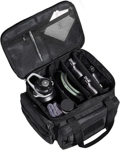 VEVOR Range Bag for 4+ Pistols, Tactical Gun Range Bag with 3 Detachable Dividers & 6 Magazines, Firearm Shooting Handgun Bag for Outdoor Hunting Shooting Pistol Bag with Single Shoulder Strip, Black in Saudi Arabia