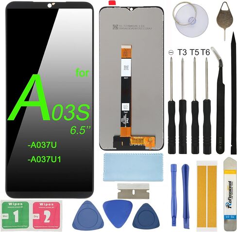 LCD Screen Replacement for Samsung Galaxy A03S SM-A037U A037F A037M A037G S134DL A037W 6.5" Assembly LCD Display Touch Screen Digitizer Tools Kit with Frame in Kuwait