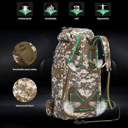 King'sGuard 100L Camping Hiking Backpack Molle Rucksack Military Camping Backpacking Daypack in Kuwait