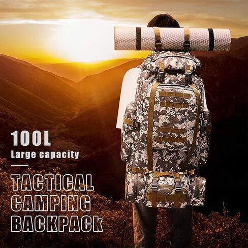 King'sGuard 100L Camping Hiking Backpack Molle Rucksack Military Camping Backpacking Daypack in Kuwait