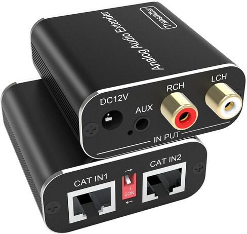 موسع صوت تناظري 1640FT، RCA 3.5 مم ستيريو إلى صوت RCA ستيريو عبر إيثرنت واحد Cat5e/6/7 كابل محول تمديد الصوت متوافق مع الهاتف/ MP3/ مشغل بلو راي/سطح المكتب in Kuwait