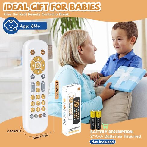 Orzbow Baby TV Remote Control Toy with Light & Sound for 6 Months+, Black | Realistic Musical Remote Toy with 3 Languages (English, French, Spanish), BPA-free, Ideal Gift for Baby Infant Boys Girls in Saudi Arabia