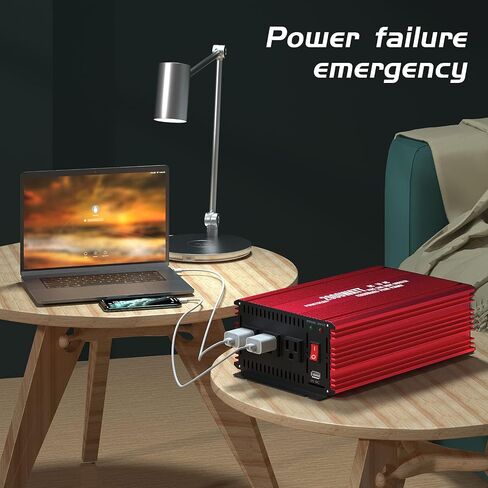 Inverter 2000 Watt, DC 12V to 110V AC Converter with 3 Charger Outlets and with 2 Built-in 5V/2.1A USB Port Black in Saudi Arabia