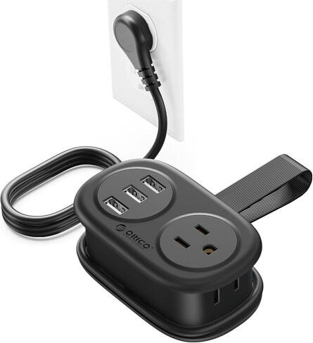 ORICO Travel Power Strip with USB Ports, Travel Essentials, 3.7FT Portable Power Strip Flat Plug, Short Extension Cord with 2 Outlets 3 USB Ports, Travel Must Haves Cruise Ship Essentials in Saudi Arabia