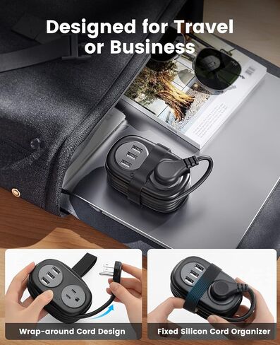 ORICO Travel Power Strip with USB Ports, Travel Essentials, 3.7FT Portable Power Strip Flat Plug, Short Extension Cord with 2 Outlets 3 USB Ports, Travel Must Haves Cruise Ship Essentials in Saudi Arabia