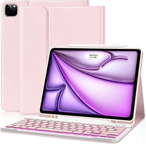 COO لجهاز iPad Air 13 بوصة M2 2024، حافظة لوحة المفاتيح، حافظة لوحة المفاتيح لجهاز iPad Pro 12.9 بوصة 5/6th Gen مع حامل أقلام - لوحة مفاتيح لاسلكية بإضاءة خلفية قابلة للفصل مع خاصية النوم/الاستيقاظ التلقائي in Kuwait