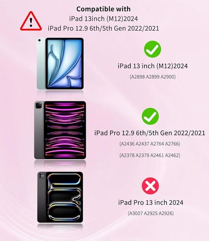 COO لجهاز iPad Air 13 بوصة M2 2024، حافظة لوحة المفاتيح، حافظة لوحة المفاتيح لجهاز iPad Pro 12.9 بوصة 5/6th Gen مع حامل أقلام - لوحة مفاتيح لاسلكية بإضاءة خلفية قابلة للفصل مع خاصية النوم/الاستيقاظ التلقائي in Kuwait