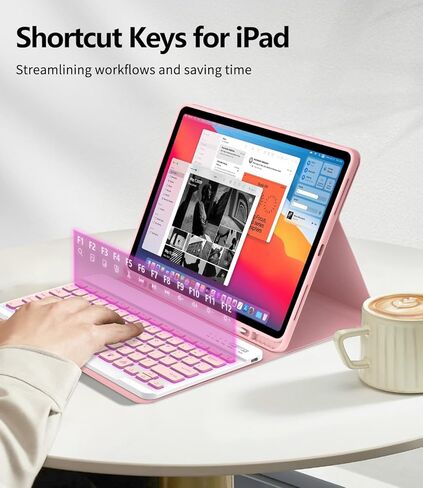 COO لجهاز iPad Air 13 بوصة M2 2024، حافظة لوحة المفاتيح، حافظة لوحة المفاتيح لجهاز iPad Pro 12.9 بوصة 5/6th Gen مع حامل أقلام - لوحة مفاتيح لاسلكية بإضاءة خلفية قابلة للفصل مع خاصية النوم/الاستيقاظ التلقائي in Kuwait