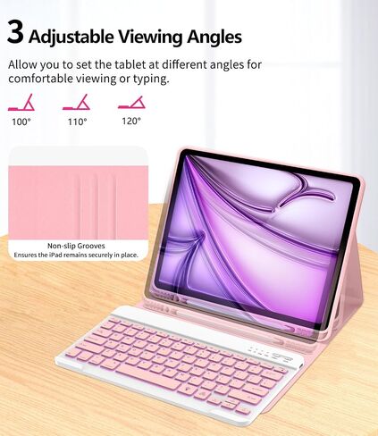 COO لجهاز iPad Air 13 بوصة M2 2024، حافظة لوحة المفاتيح، حافظة لوحة المفاتيح لجهاز iPad Pro 12.9 بوصة 5/6th Gen مع حامل أقلام - لوحة مفاتيح لاسلكية بإضاءة خلفية قابلة للفصل مع خاصية النوم/الاستيقاظ التلقائي in Kuwait
