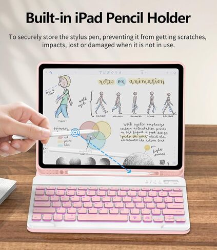 COO لجهاز iPad Air 13 بوصة M2 2024، حافظة لوحة المفاتيح، حافظة لوحة المفاتيح لجهاز iPad Pro 12.9 بوصة 5/6th Gen مع حامل أقلام - لوحة مفاتيح لاسلكية بإضاءة خلفية قابلة للفصل مع خاصية النوم/الاستيقاظ التلقائي in Kuwait