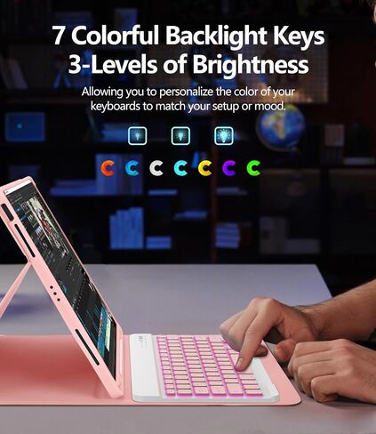 COO لجهاز iPad Air 13 بوصة M2 2024، حافظة لوحة المفاتيح، حافظة لوحة المفاتيح لجهاز iPad Pro 12.9 بوصة 5/6th Gen مع حامل أقلام - لوحة مفاتيح لاسلكية بإضاءة خلفية قابلة للفصل مع خاصية النوم/الاستيقاظ التلقائي in Kuwait