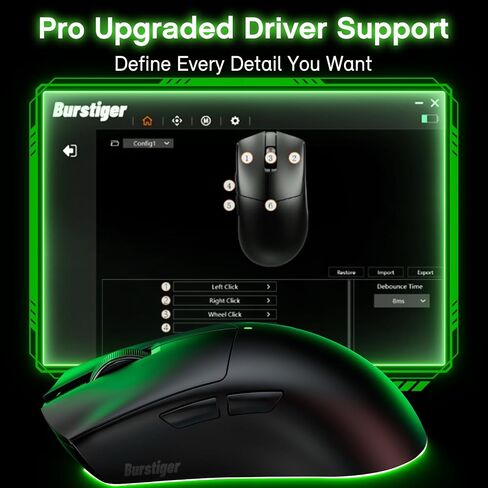 Claw Wireless Gaming Mouse, Ergonomic Mouse, 55g Ultra-Lightweight, 26000 DPI - PAW3395 Sensor, 5 Programmable Buttons, 300 mAh Battery - Compatible with Laptop/PC/Mac - Black in Saudi Arabia