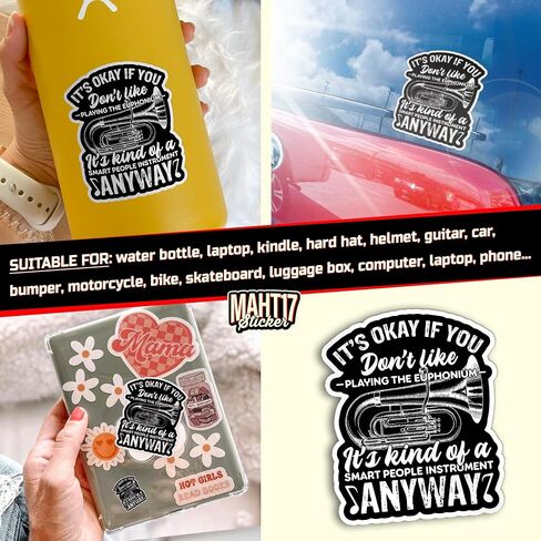 (3Pcs) It's Okay If You Don't Like Playing The Euphonium Funny Euphonium Player Sticker Euphonium Quote 3" Waterproof Die-Cut Vinyl Sticker for Kindle Laptop Water Bottles Birthday Gifts 3 Inches in Kuwait